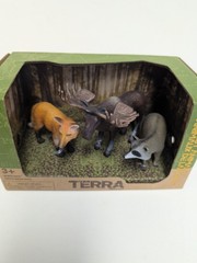 TERRA Animal Figure Set Fox Moose Raccoon 3 Animal Set New