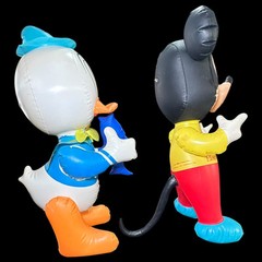 Mickey Mouse & Donald Duck 23″ Inflatable Blow-Up Toys Disney VtG 1960s