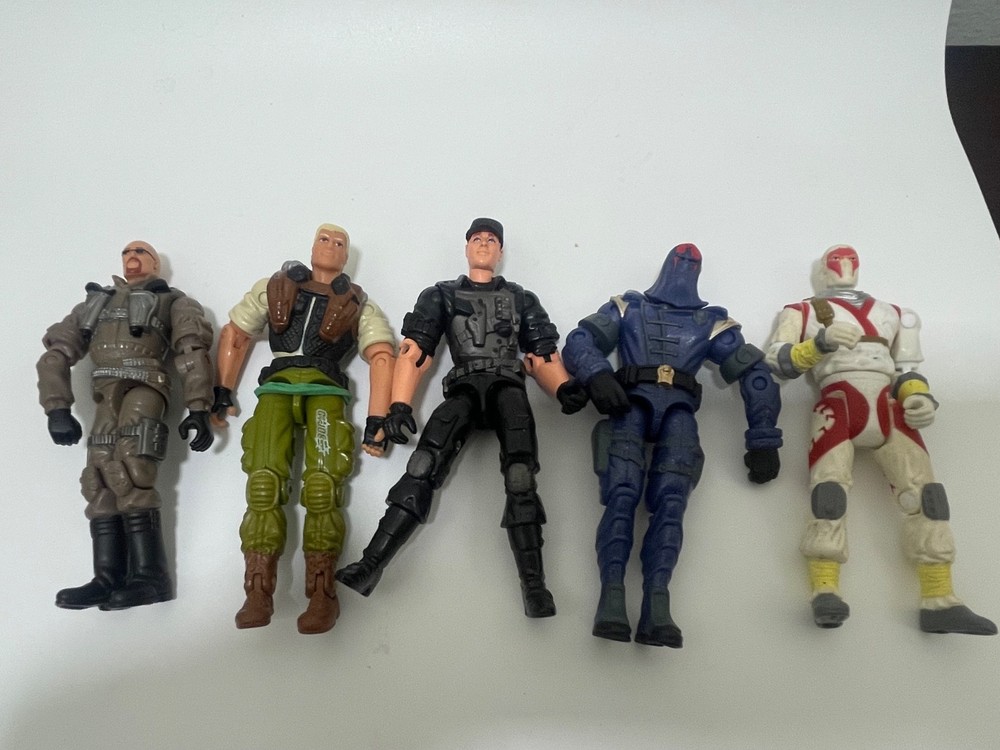 Vintage 2000s Hasbro G.I. Joe Action Figures Lot of 5 Duke Cobra Commander