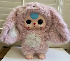BABY THREE 1000% Big Baby Plush Doll Pink Bunny Boba Eyes Excellent Condition