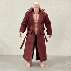 PB-LTC-RED: 1/12 Red Leather Wired Trench Coat for 6″ Vtoys Mezco Muscular body