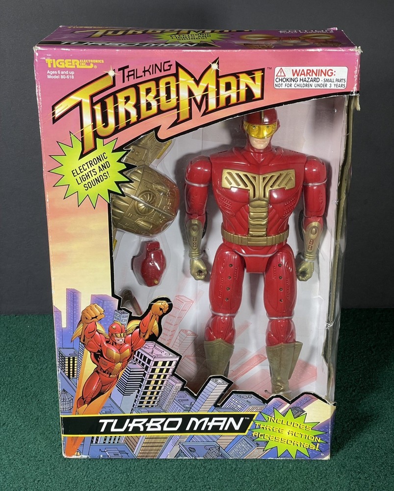 Original 1996 Talking TURBOMAN action figure, Jingle All The Way Schwarzenegger