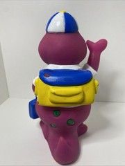 Vtg 1992 Lyons Group 7″ Barney Purple Dinosaur Coin Piggy Bank Back to School