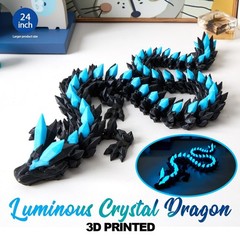 24″ Glow in the Dark 3D Printed Dragon Fidget Toy – Articulated Flexible Design,