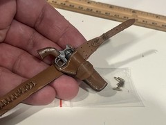 MINIATURE 1/6 JOHN WAYNE LEATHER HOLSTER METAL COLT 45 PISTOL RIG REVOLVER DUKE