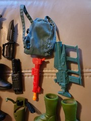 Vintage GI JOE Accessories Lot Boots, Jungle, Goggle, Knives, Guns, Etc