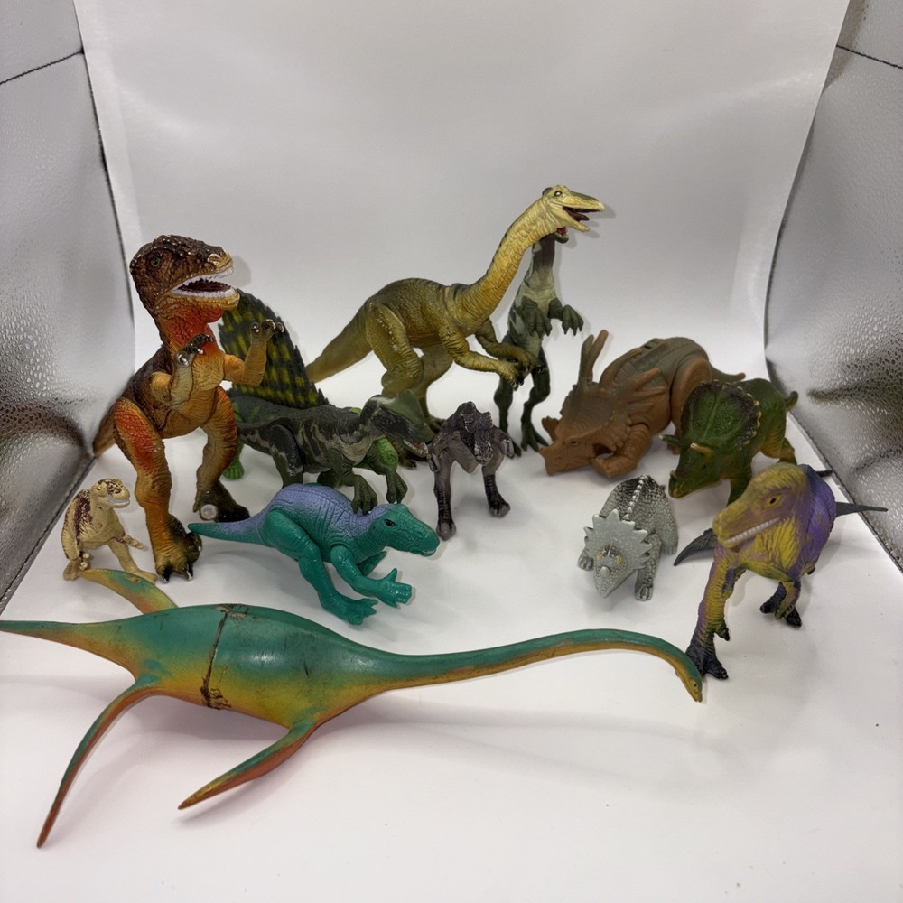 Vintage 80s & 90s Dinosaur Figure Lot Of 14 – Unbranded And Branded