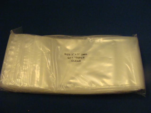 100 Clear Zip Lock Plastic Bags 3×5 2 Mil Recloseable Resealable GI Joe