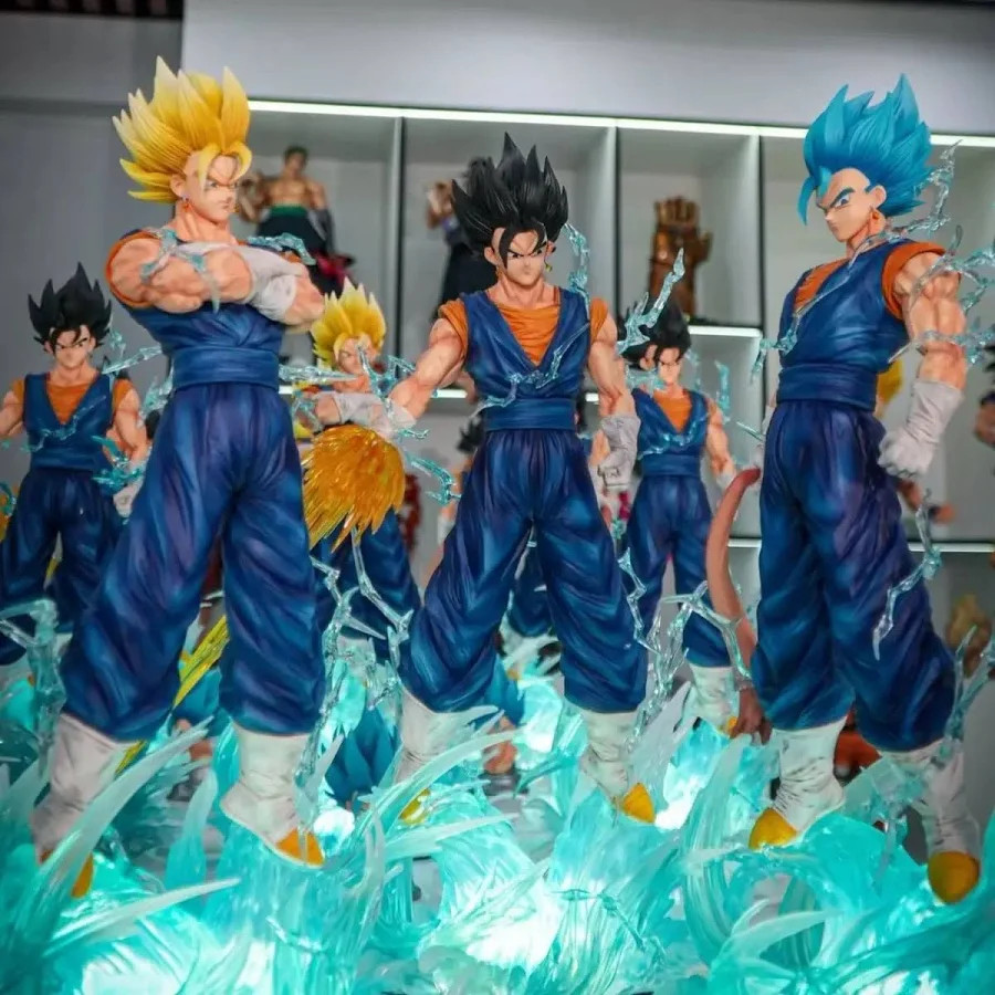 Jt Statue 38Cm/14.96Inch Dragon Ball Z Vegetto Figure 3 Heads Replace Super Saiy