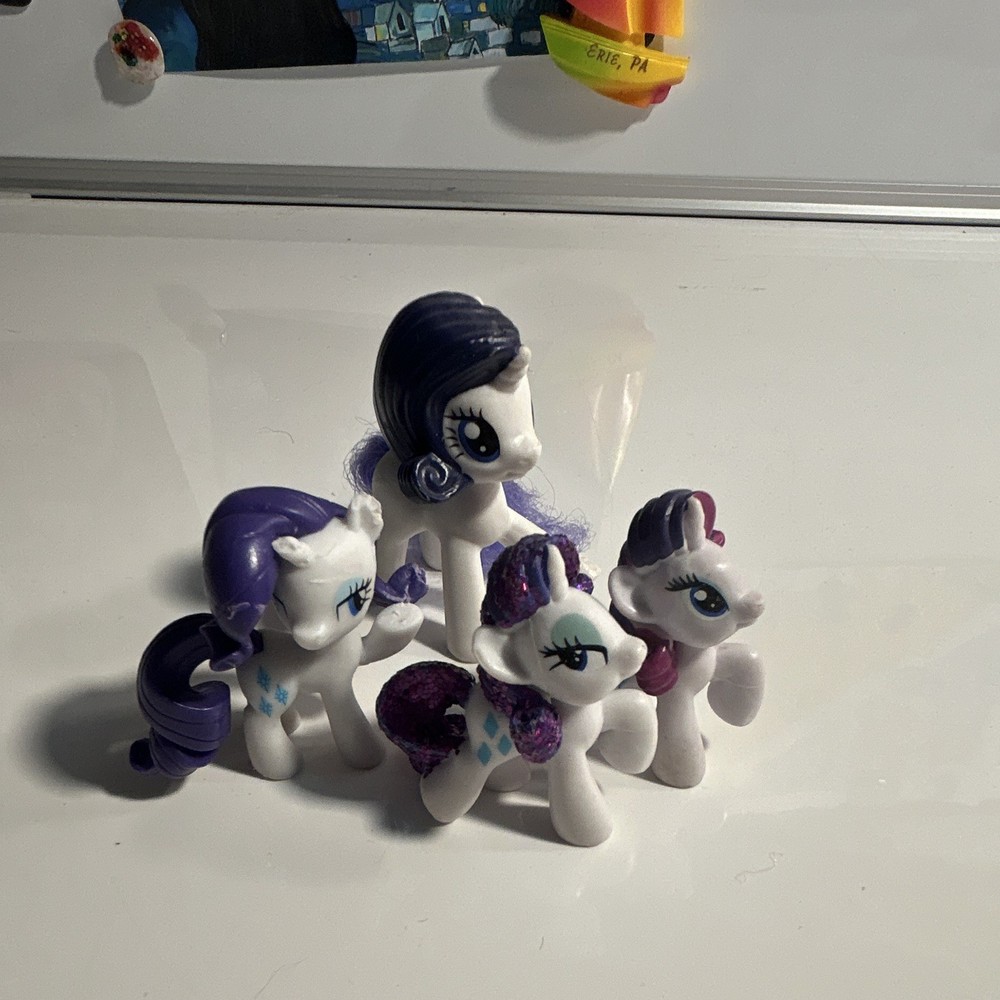 My Little Pony Set of 4 Rarity Horse Figures White Purple Plastic MLP