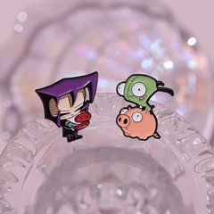 Invader ZIM Cartoon Enamel Pin Alien Metal Brooch Lapel Badge Backpack Gift Kids