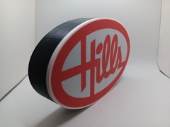 Retro Hills department store logo lightbox sign white/red