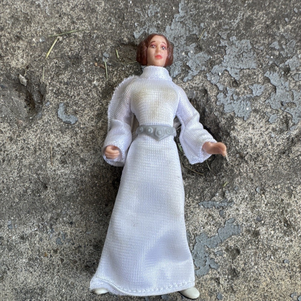 Action Figure White Dress Gown Outfit w/ Belt Princess Leia Style Plastic Fabric