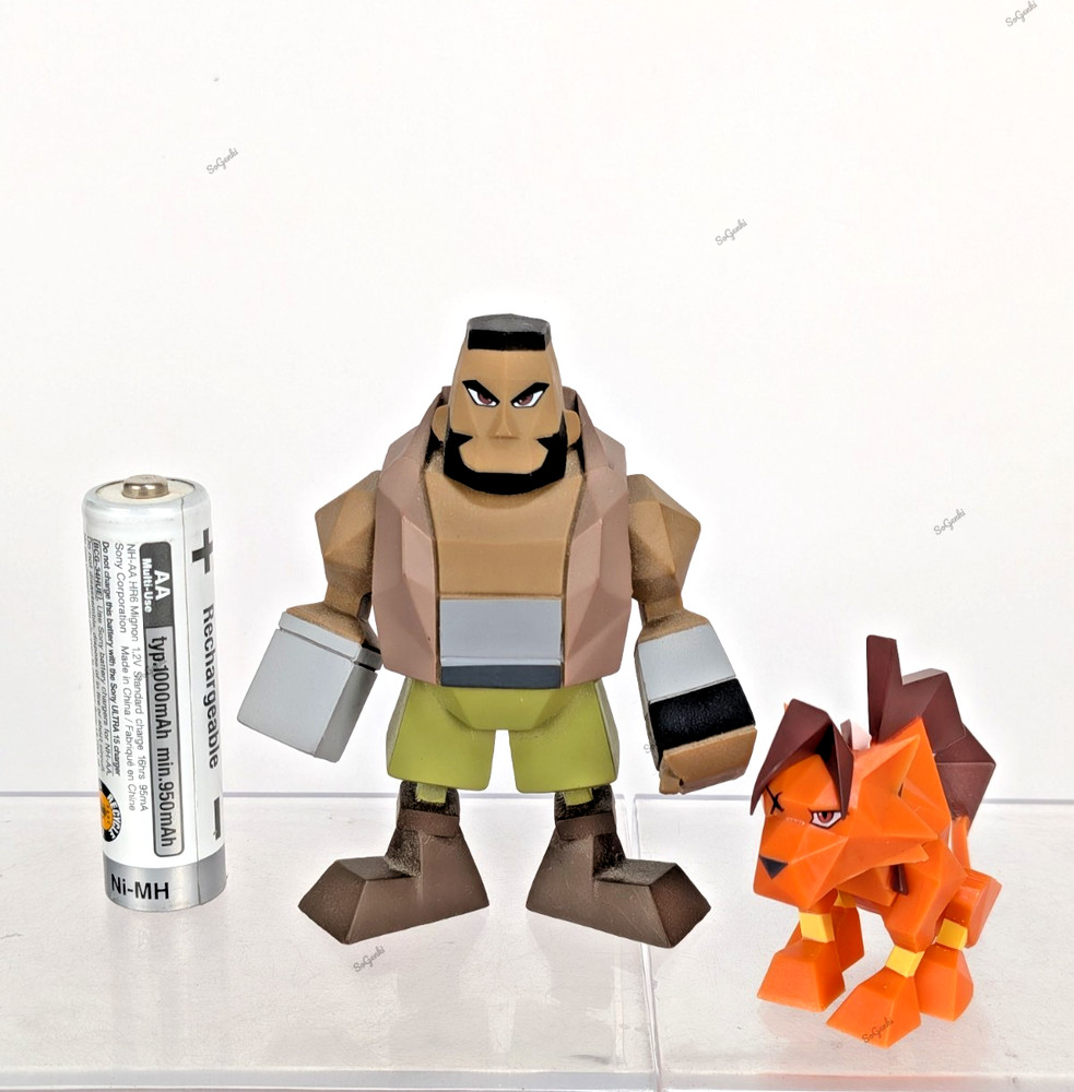 Final Fantasy VII Barret + Red XIII Set of 2 Polygon Retro Figure FF7 FFVII PS1