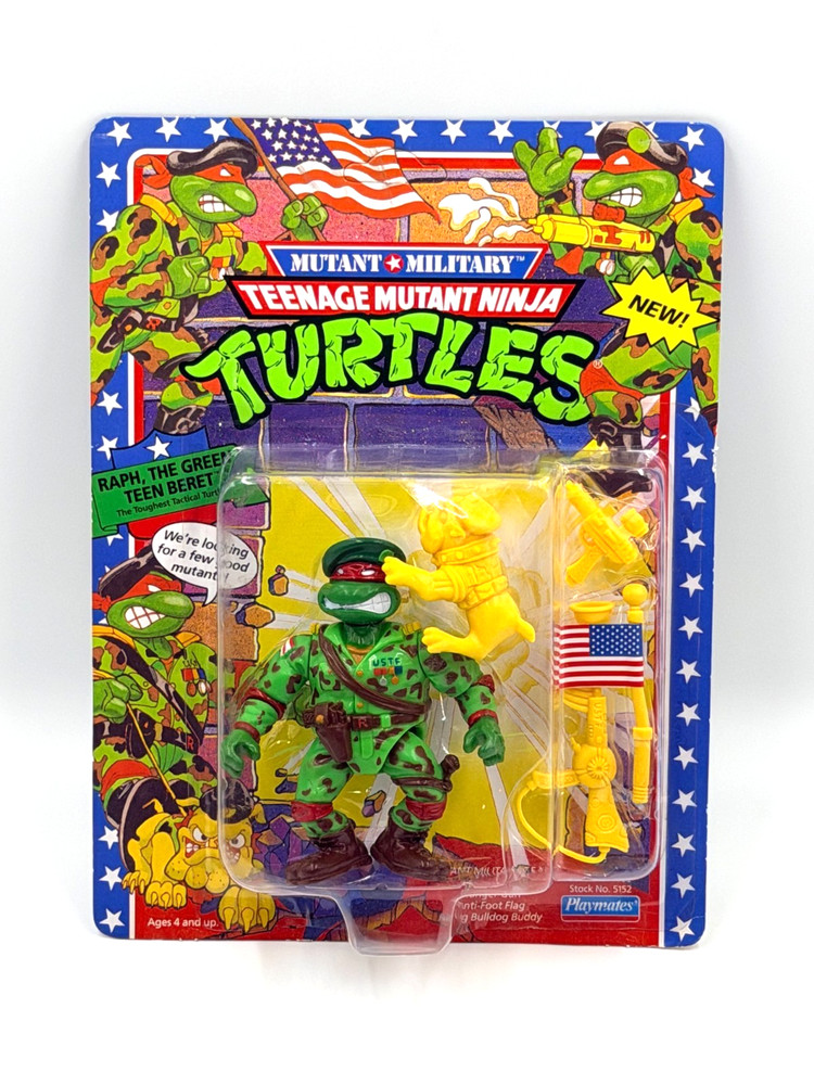 TMNT NINJA TURTES RAPH THE GREEN TEEN BERET MUTANT MILITARY 1991 PLAYMATES