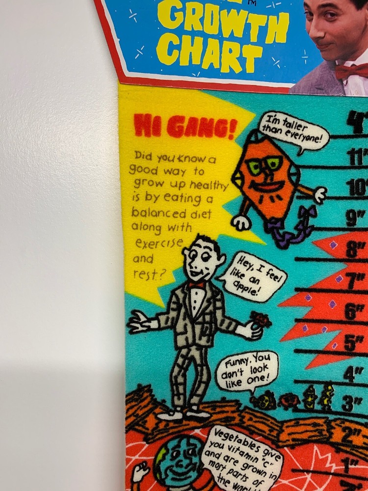 Vintage 1988 Pee Wee HERMAN tv movie show Playhouse peewee Growth Chart