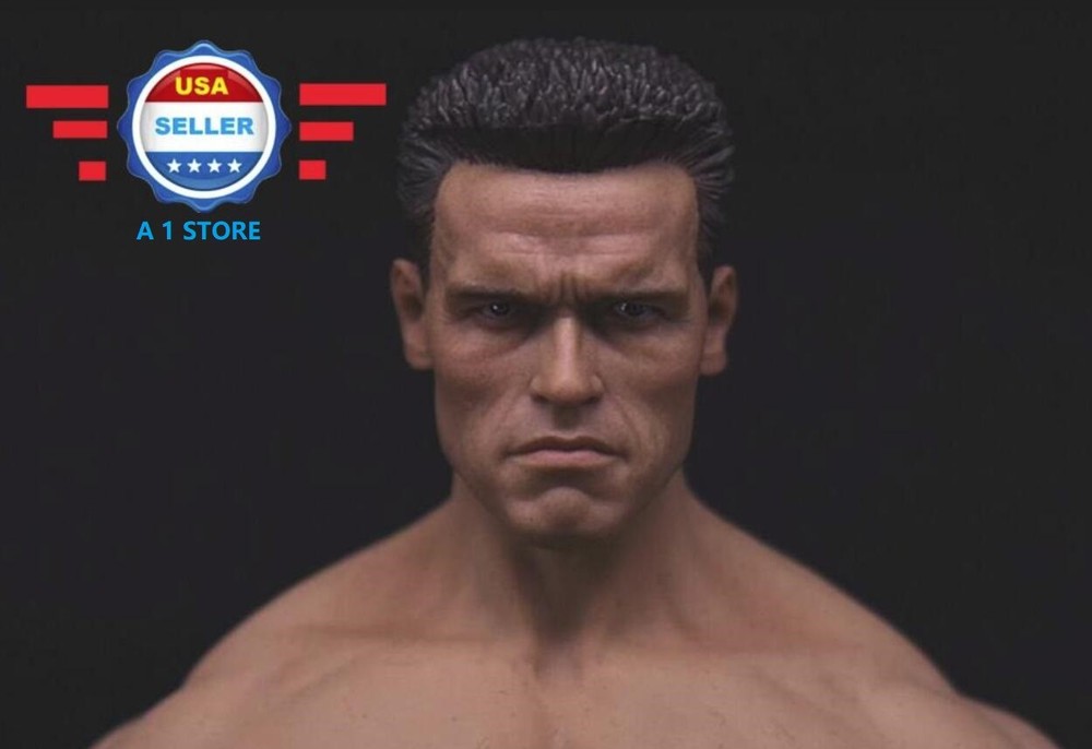 Custom 1/6 Arnold Schwarzenegger Head Sculpt 2.0 Terminator T800 for PHICEN M34