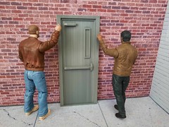 Man Door Model Prop 1/10 Scale Shop Garage Display Diorama Dollhouse Accessory