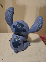 Disney Stitch Plastic Figure Holding Yellow Bowl, Lilo & Stitch Movie, Blue
