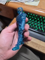 Vintage Translucent Blue Plastic Action Figure w Removable Armor Unbranded 5.5″