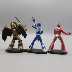 Lot of 3 Funko Power Rangers Hero World Series Red, Blue, and Goldar Figure base