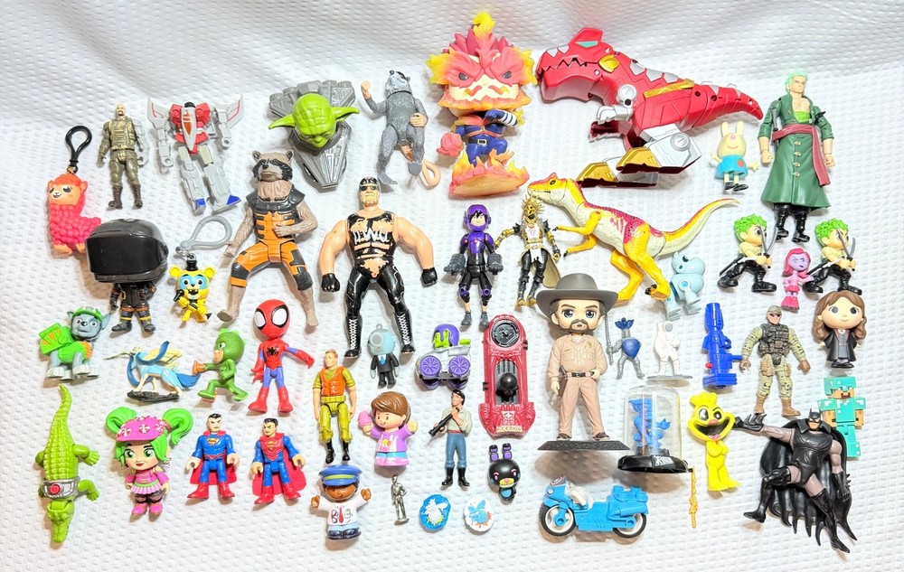 Mixed Toy Lot – Anime, Superheroes, Funko, FNAF, Dinosaurs, Accessories – 50 pcs