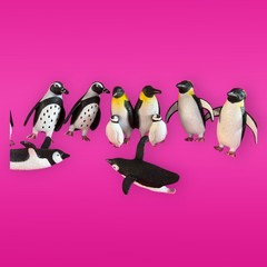 SeaWorld Penguin Figurine Set of 12 w/ Carry Case – 1 Full Set of 6 Pairs EUC