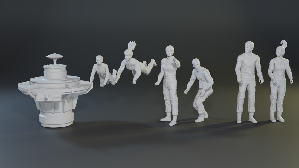 Lost In Space Robinson Family Floating 6 Figures + Astrogator Set 1:35 3D Print