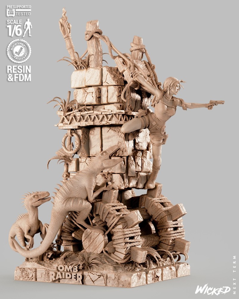 3D Printed Fan Art Lara Croft Sculpture by Wicked3d