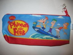 Disney Phineas and Ferb Cartoon Show Kids School Play Crayon PENCIL POUCH CASE