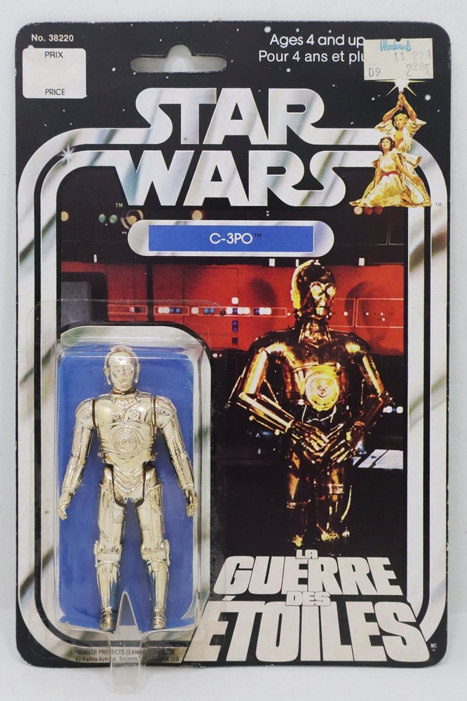 RARE 12 BACK C-3PO GDE PYRAMID LOGO KENNER CANADA VINTAGE STAR WARS 1977