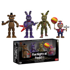 4Pcs FNAF Action Figures Set – Freddy, Bonnie, Chica, Foxy & Nightmare Balloon B