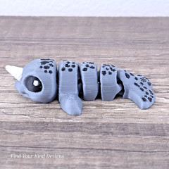 Narwhal Hatchling – 3D Printed Articulated Flexi Fidget Desk Pet