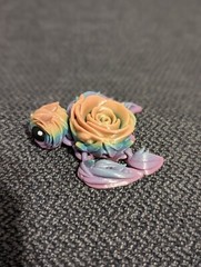 Rose Turtle 3D Printed Articulated Keychain Turtle Eyes Is Hand Painted..