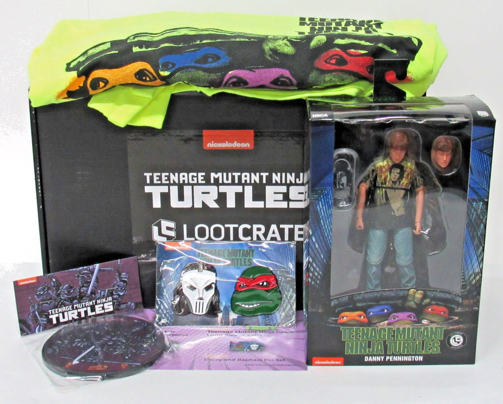 New NECA TMNT Loot Crate Exclusive Danny Pennington Shirt Coasters Pins 2021