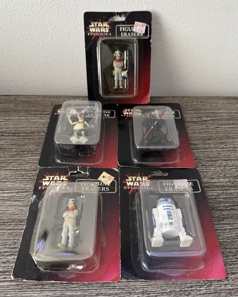 Lot of 5 STAR WARS Episode 1 Figurine Eraser Darth Maul R2 Anakin Sebulba NOS