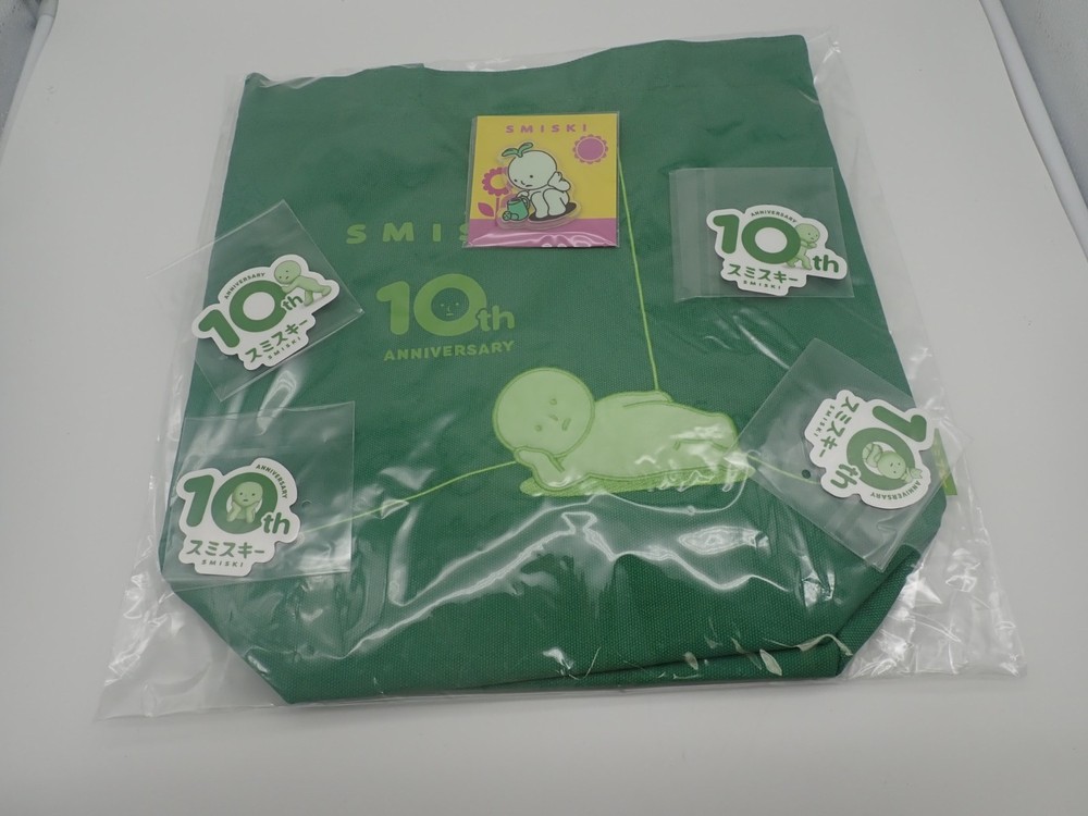 Smiski 10th Anniversary Tote Bag Dark Green + Free Magnet and Stickers