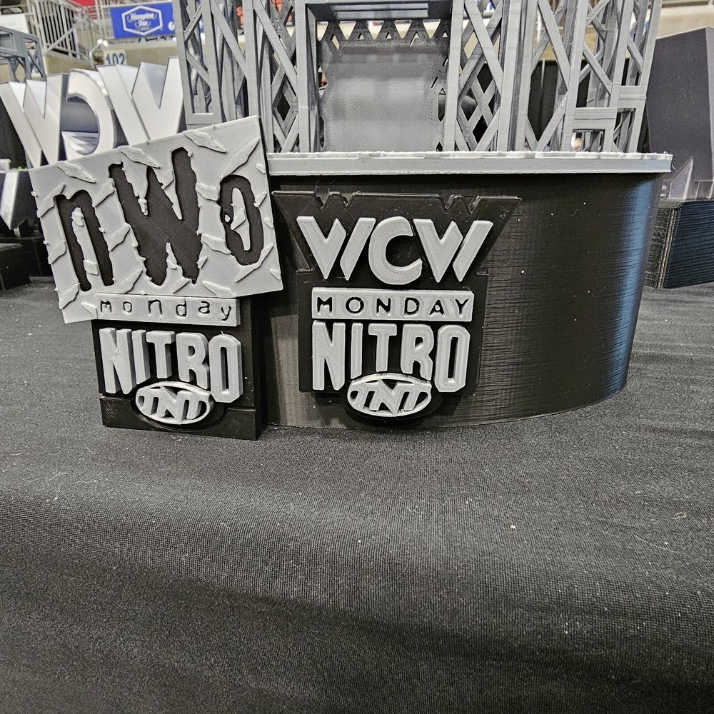 WWE Mattel WCW/NWO Monday Nitro Announce Table With Changeable Logos Accessory