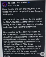 Child’s Play Good Guys Doll TRUE 1:1 Screen Accurate Box Trick-Or-Treat Studios