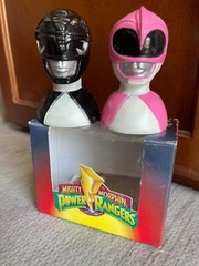 Pink Black Yellow Power Rangers Candy Heads (4) 2 Loose & 1 Pair MIB