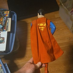 large DC Superman Action Figure w/ Cloth Cape 1988 Plastic Fabric Comic Hero