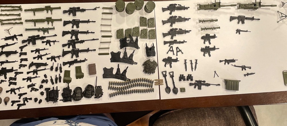 Lot Of Over 120 Accessories Guns Weapons Black Sizes Varies Small Pieces
