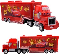 2Pcs Disney Pixar Car No.95 3rd McQueen Mack & Hauler Truck 1:55 Diecast Toy Set