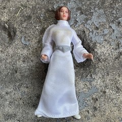 Action Figure White Dress Gown Outfit w/ Belt Princess Leia Style Plastic Fabric