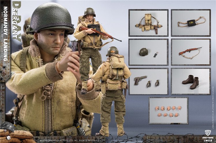 Crazy Figure 1/12 WWII U.S. Rangers On D-Day Sergant LW016 Soldier Figure Model