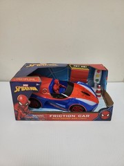 New Marvel Spiderman Light and Sound Sports Car Friction Vehicle w Traffic Signs