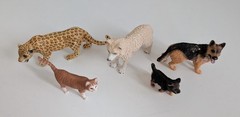 Schleich toy animal action figures german shepherd dog cat leopard wolf lot 5