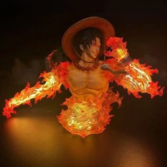 One Piece Portgas D Ace LED Figure PVC Anime Collectible Statue