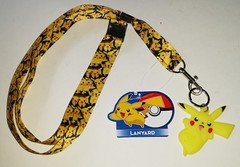 NINTENDO POKEMON PIKACHU BLACK YELLOW 42″ KEY CHAIN LANYARD & VINYL CHARACTER