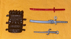 G.I. GI JOE gijoe BUDO WEAPONS PARTS LOT #3 red silver sword sai FREE SHIP